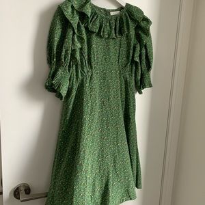 Doen Silk Green Floral Dress Size S